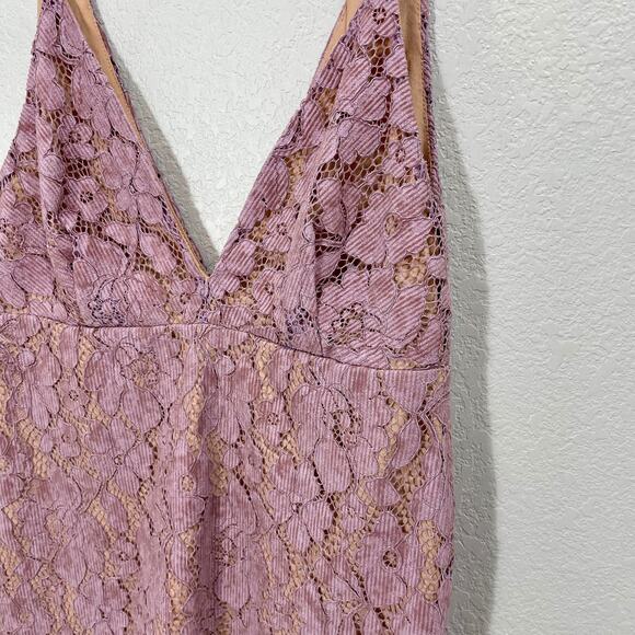 Free People Dangerous Love Pink Lace Corduroy Overlay Mini Dress Size 8 - Picture 9 of 11